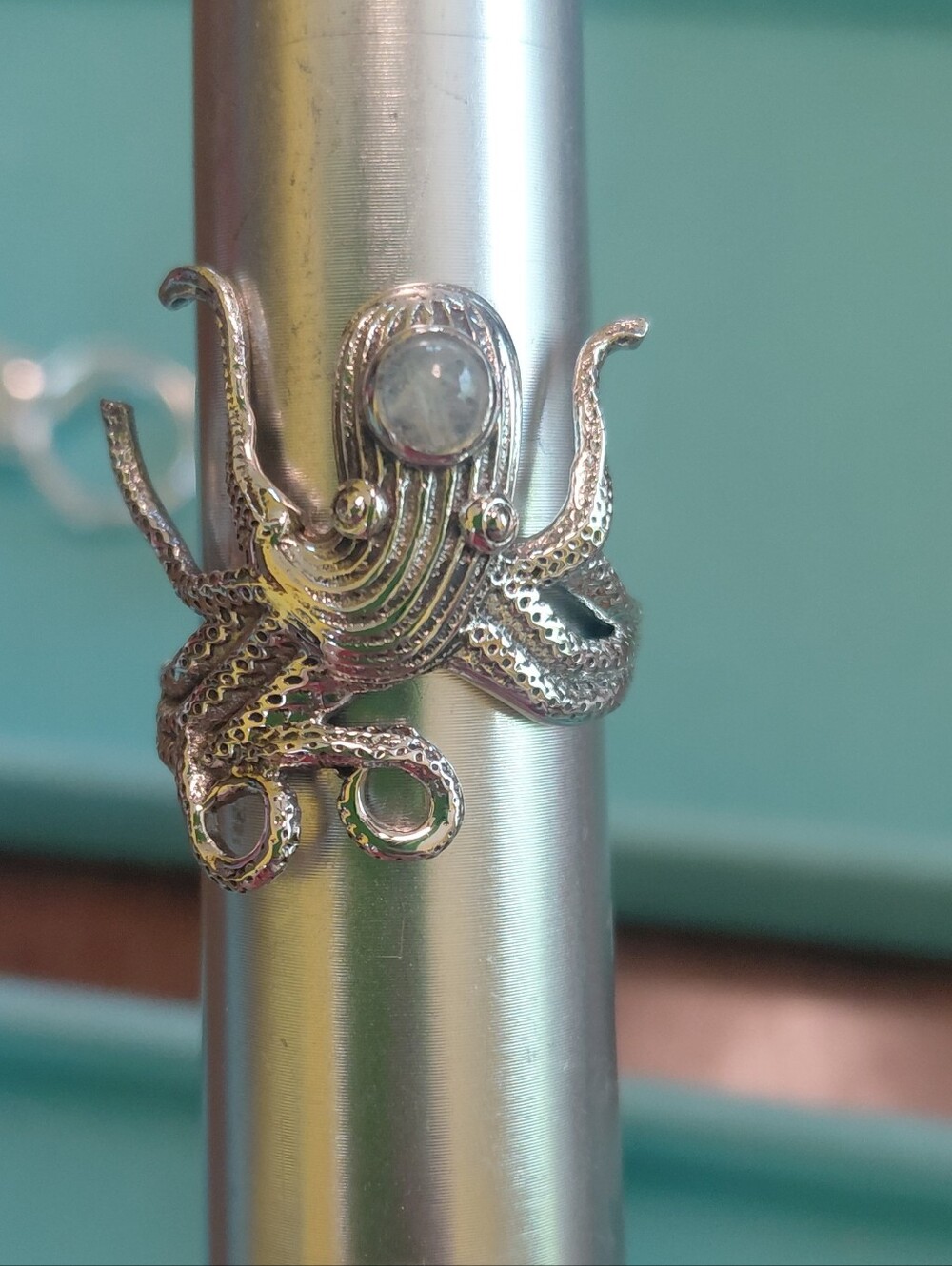 Sterling Silver Octopus Ring with Moonstone Accent - Picture 14 of 14